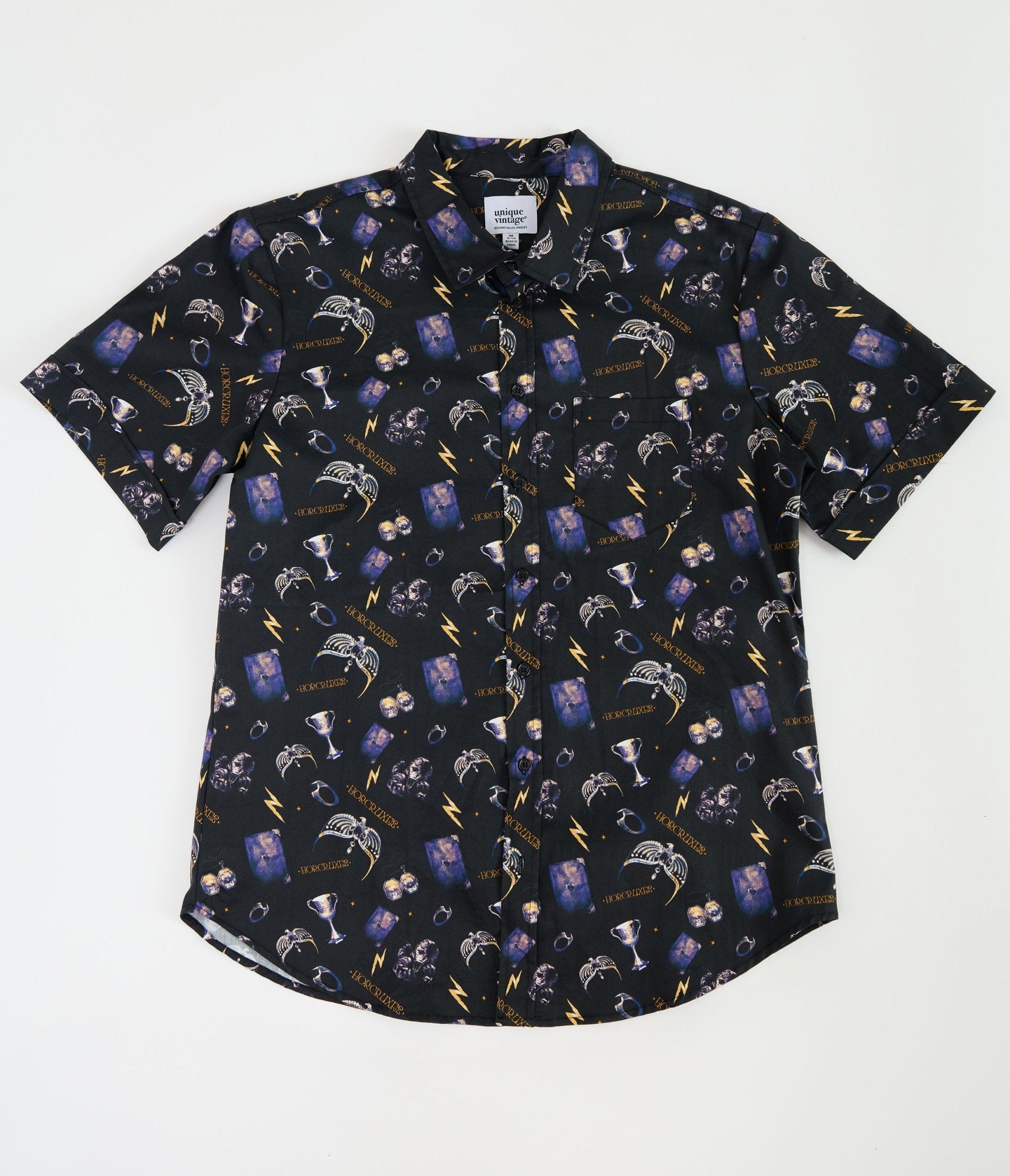 Harry Potter x Unique Vintage Black & Purple Horcruxes Mens Shirt