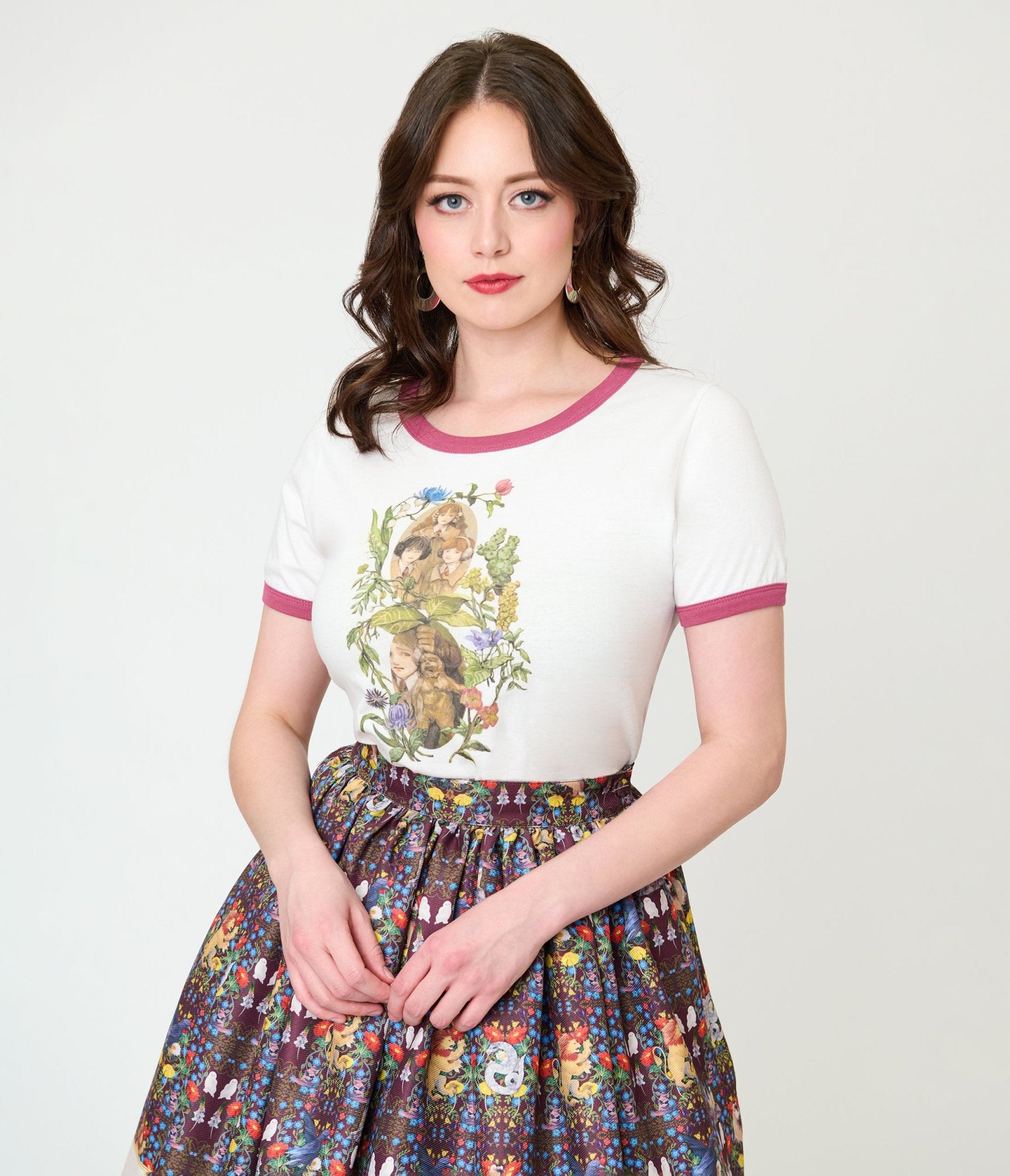 Harry Potter x Unique Vintage Herbology Print Ringer Graphic Tee