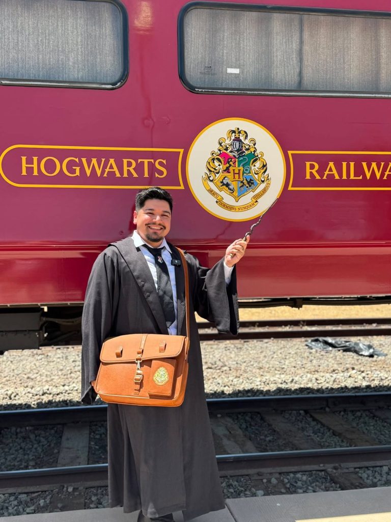 A Hogwarts Railways carriage at the Southern California Railway Museum
